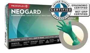 Ansell - C520 - Exam Gloves, Chloroprene, PF, Latex-Free, Textured Fingers, Green, X-Small, 100/bx, 10 bx/cs (US Only)