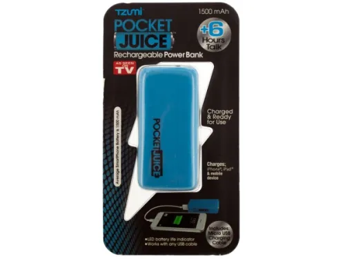 Kole Imports - EL348 - Blue Pocket Juice Rechargeable Power Bank