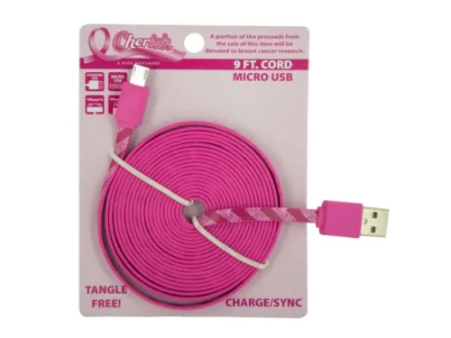 Kole Imports - EL642 - Cherish Pink Micro Usb Charge &amp; Sync Cable