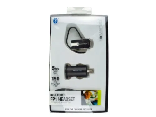 Kole Imports - EN233 - Iessentials Bluetooth Free Headset With Usb Car Charger
