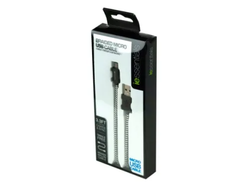 Kole Imports - EN345 - Iessentials 3.3 Foot Braided Micro Usb Cable