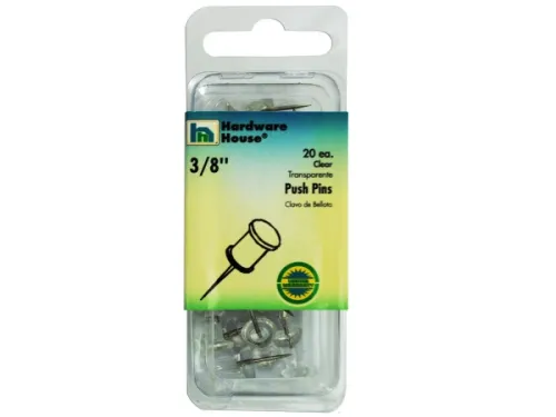 Kole Imports - MT624 - Clear Push Pins, Pack Of 20