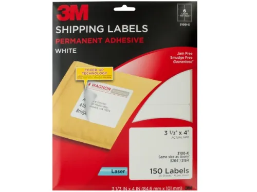 Kole Imports - OP638 - 3m White Shipping Labels Pack