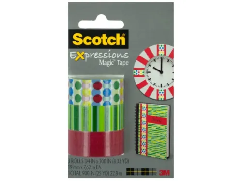 Kole Imports - OP795 - Scotch Expressions Red Dots &amp; Green Stripes Tape Set