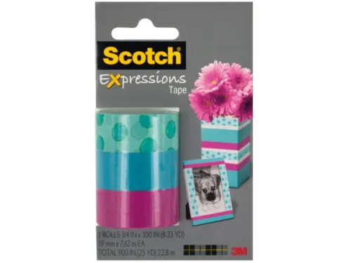 Kole Imports - OP798 - Scotch Expressions Aqua Dots &amp; Pink Tape Set