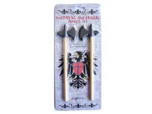 Kole Imports - OP815 - Medieval Axe Erasers Pencil Set