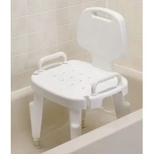 Maddak - From: 727142001 To: 727142901 - Bath Bench Removable Arms Plastic Frame With Backrest 17 Inch Seat Width 300 lbs. Weight Capacity