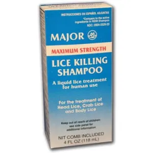 Major Pharmaceuticals - 001446 - Lice Killing Shampoo, Maximum Strength, 120mL, Compare to Rid Shampoo, NDC# 00904-2528-20