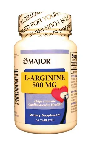 Major Pharmaceuticals - 700142 - L-Arginine, 500mg, Tablets, 50s, NDC# 00904-4215-51