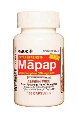 Major Pharmaceuticals - 700691 - Mapap, 500mg, 100s, Unboxed, Compare to Tylenol, NDC# 00904-1987-60