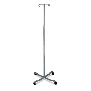 Medline Industries - MDS80441 - Standard IV Pole with 2 Hooks and 4 Caster, Large, 18" Dia, Latex-Free, Horn Style Hooks