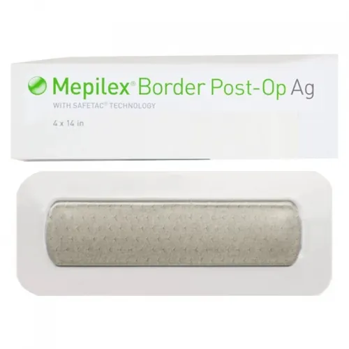 Molnlycke Health Care - 498650 - Us Mepilex Border Post Op Ag Foam Dressing, 4" x 14".