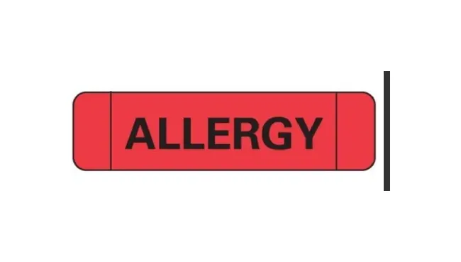 Precision Dynamics - Ident-Alert - N-3500 - Pre-printed Label Ident-alert Allergy Alert Red Paper Allergy Black Alert Label 3/8 X 1-1/2 Inch