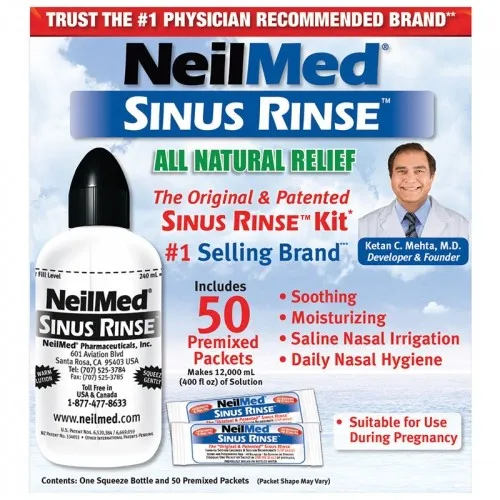 Neilmed Pharmaceutical - 1008 - Sinus Rinse Starter Kit, For Nasal Allergies, Latex-free