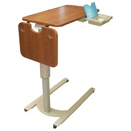 Novummed - iOBT-TFLC-NU - Thermofoil Top With Flip Side Table, Lt Cherry Finish, Cream U- Base: Pneumanlift, Intergrated Easy Rail