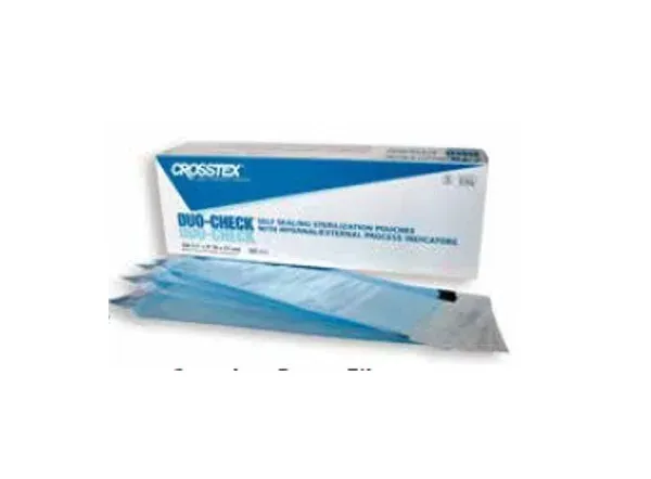 SPS Medical Supply - Duo-Check - SCXX - Duo Check Sterilization Pouch Duo Check Ethylene Oxide (EO) Gas / Steam 2 1/4 X 4 1/2 Inch Transparent / Blue Self Seal Paper / Film