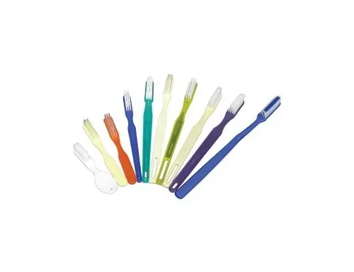 Dukal - Tb29 - Toothbrush, 30 Tuft, Yellow Handle, Rounded White Nylon Bristles, 144/Bx, 10 Bx/Cs