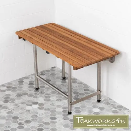 Teakworks4u - TBF2180160W - ADA Compliant Shower Bench w Legs (based on bottom bracket to top of bench) Bu