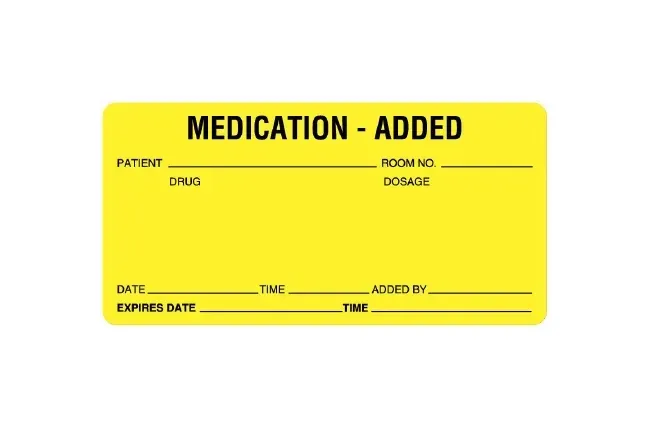 United Ad Label - ULHH505 - Pre-printed Label Anesthesia Label Yellow Paper Iv Medication Added Black Medication Instruction 2 X 4 Inch