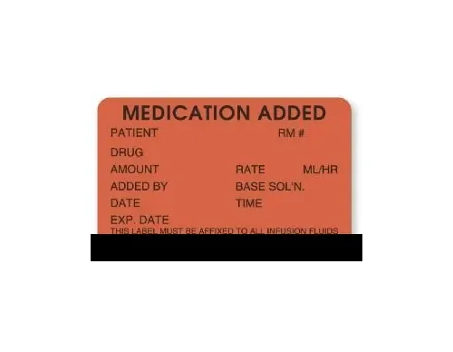 United Ad Label - UAL - ULHH506 - Pre-printed Label Ual Anesthesia Label Fluorescent Red Paper Medication Added Patient_rm_drug_amount_ Black Syringe Label 1-1/2 X 2-1/2 Inch